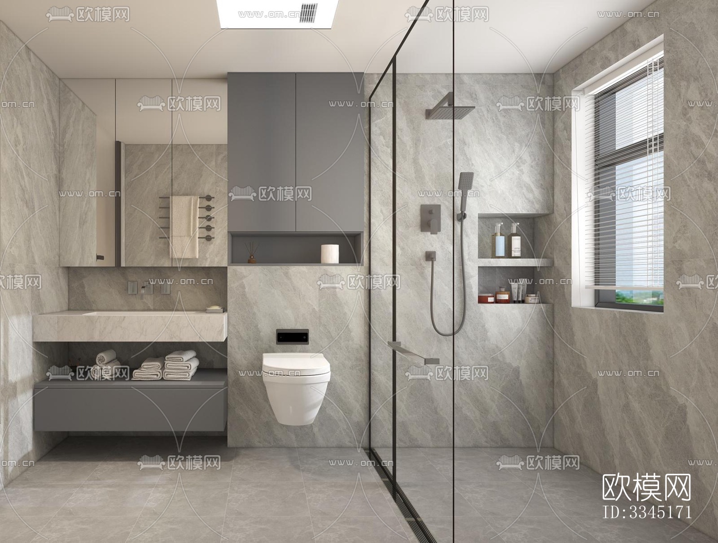 现代卫生间效果图下载（渲染图4）