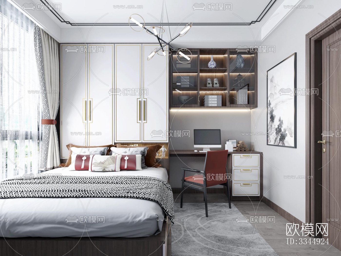 现代卧室效果图下载（渲染图11）