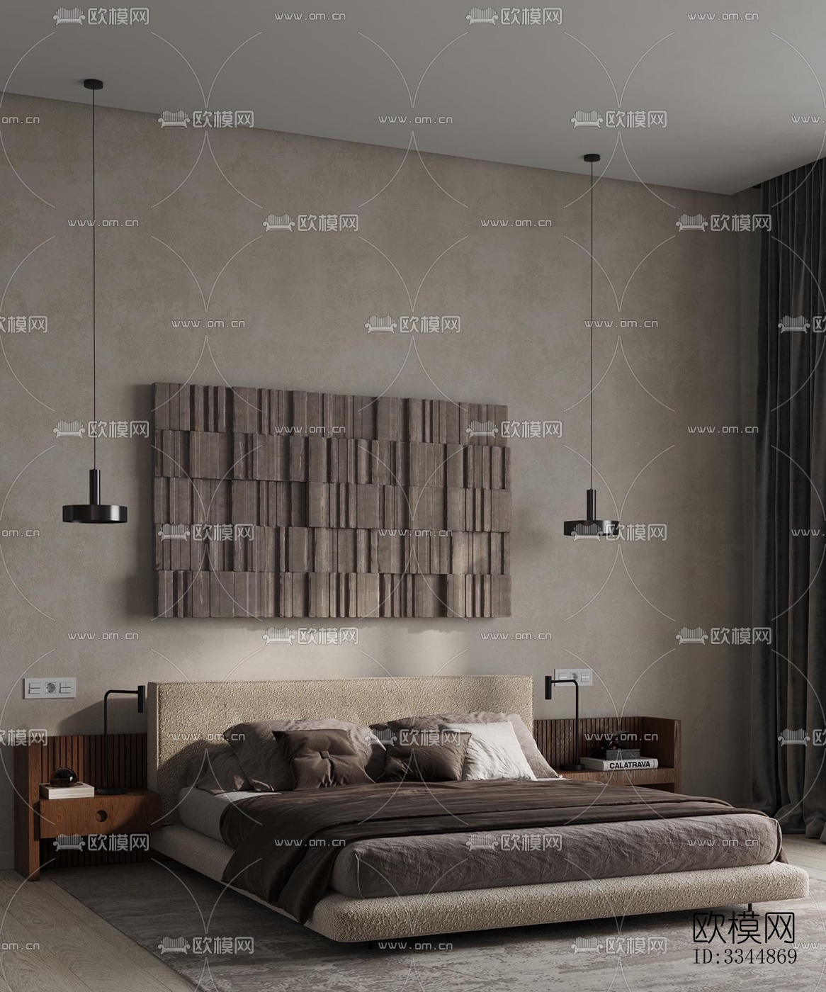 现代卧室效果图下载（渲染图4）