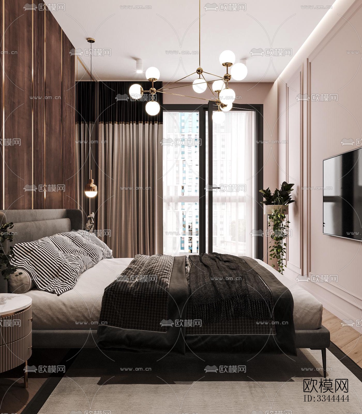 现代卧室效果图下载（渲染图3）