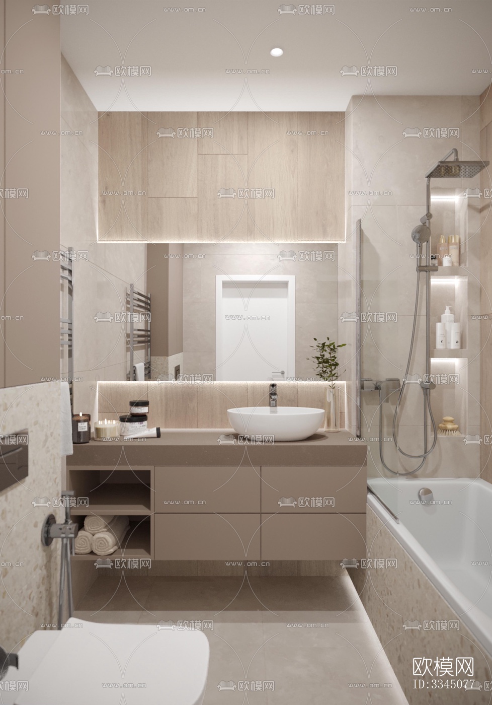 现代卫生间效果图下载（渲染图1）