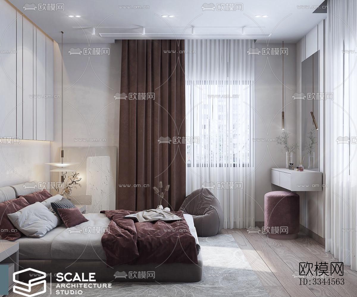 现代卧室效果图下载（渲染图5）