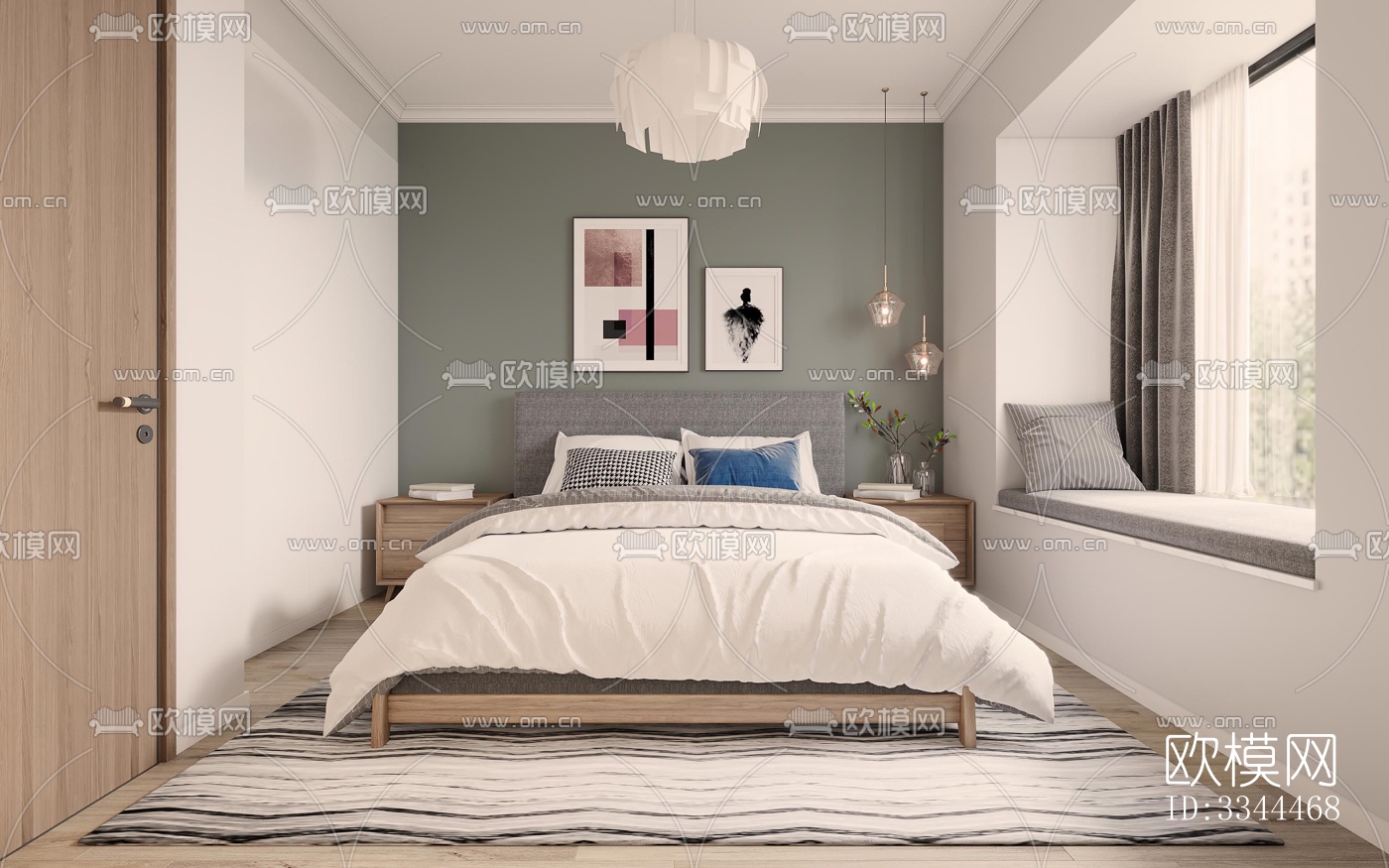 现代卧室效果图下载（渲染图3）