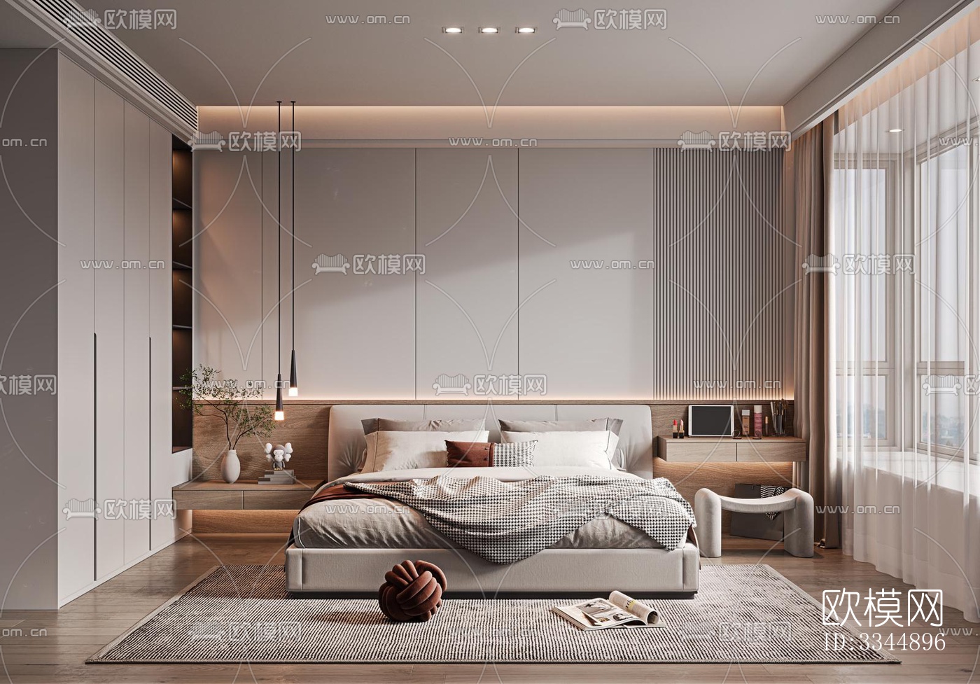 现代卧室效果图下载（渲染图9）