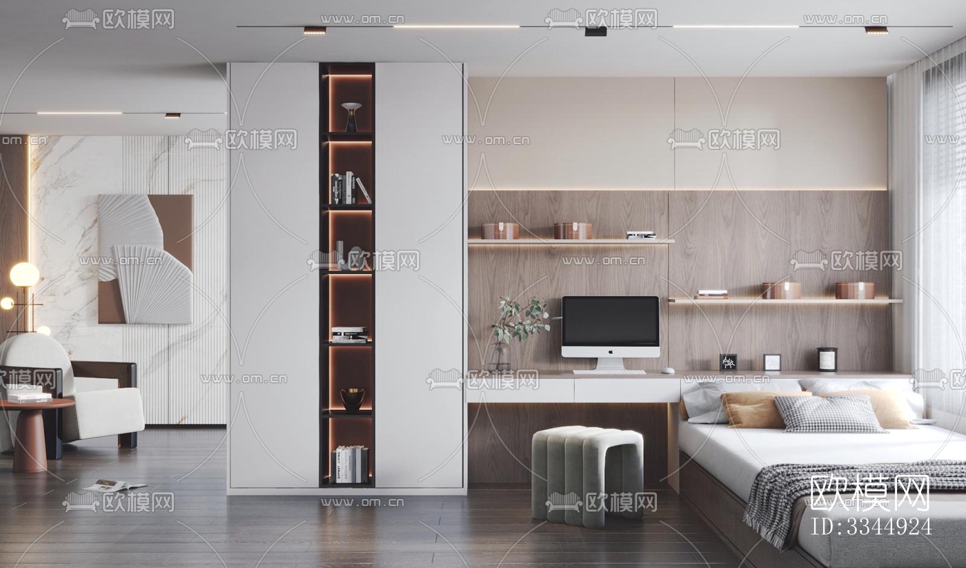 现代卧室效果图下载（渲染图5）