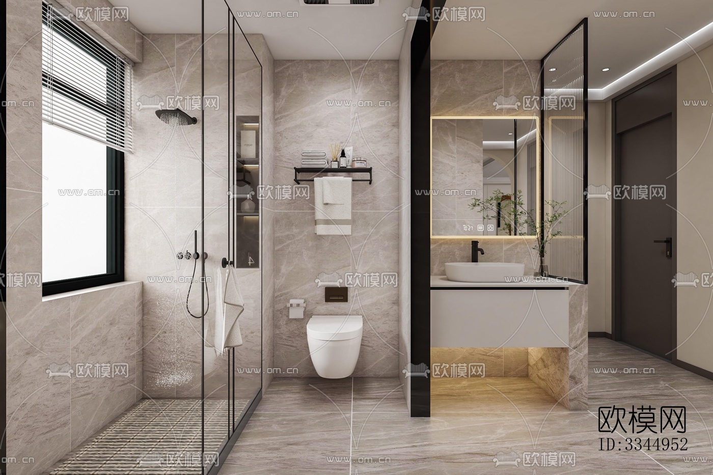 现代卫生间效果图下载（渲染图6）