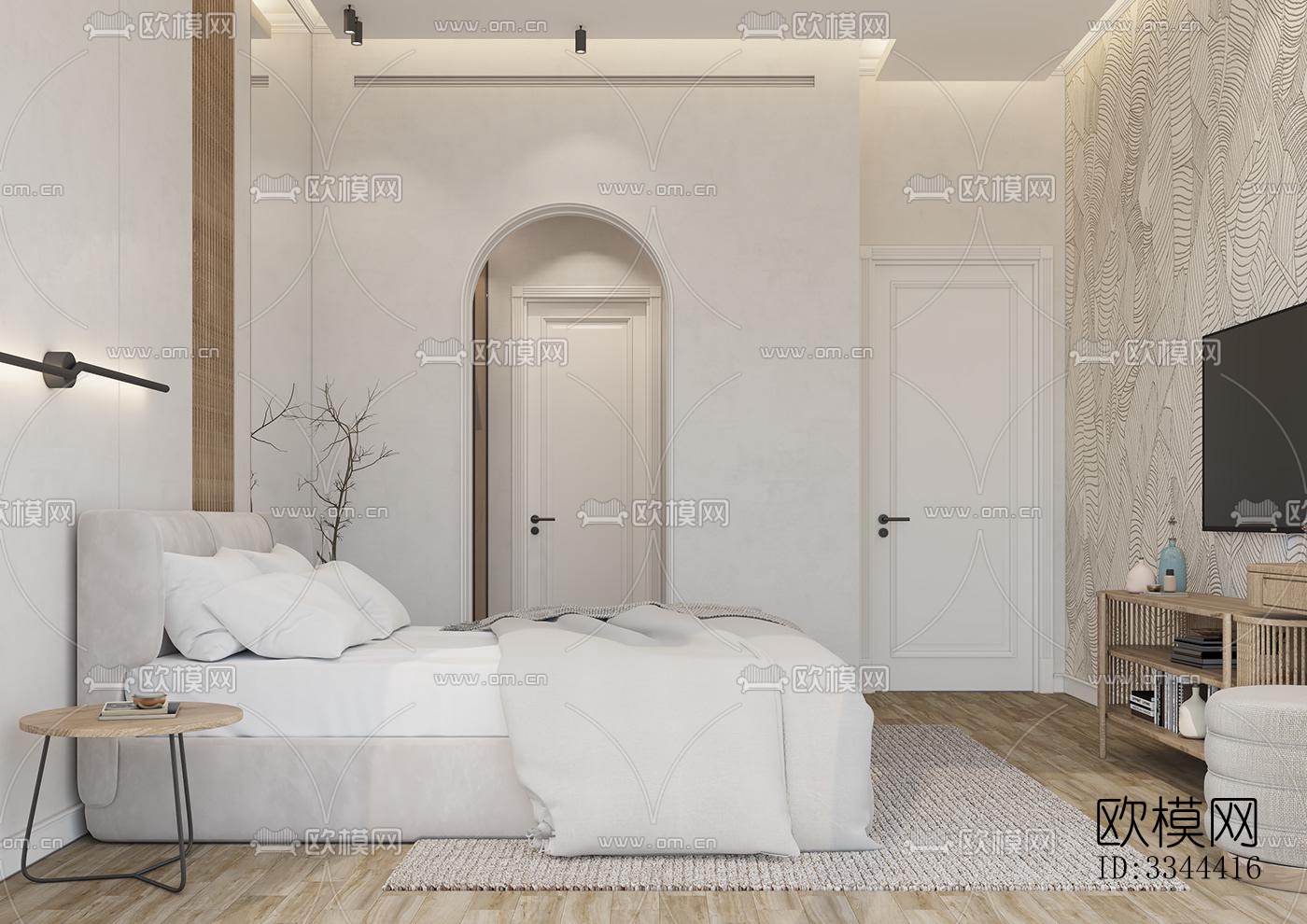 现代卧室效果图下载（渲染图5）