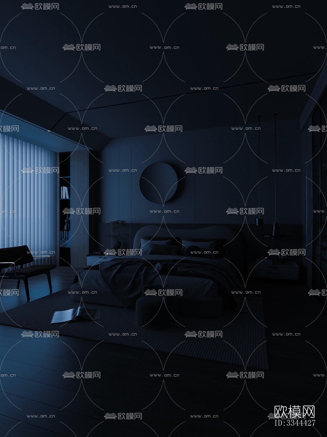 现代卧室效果图下载（渲染图1）