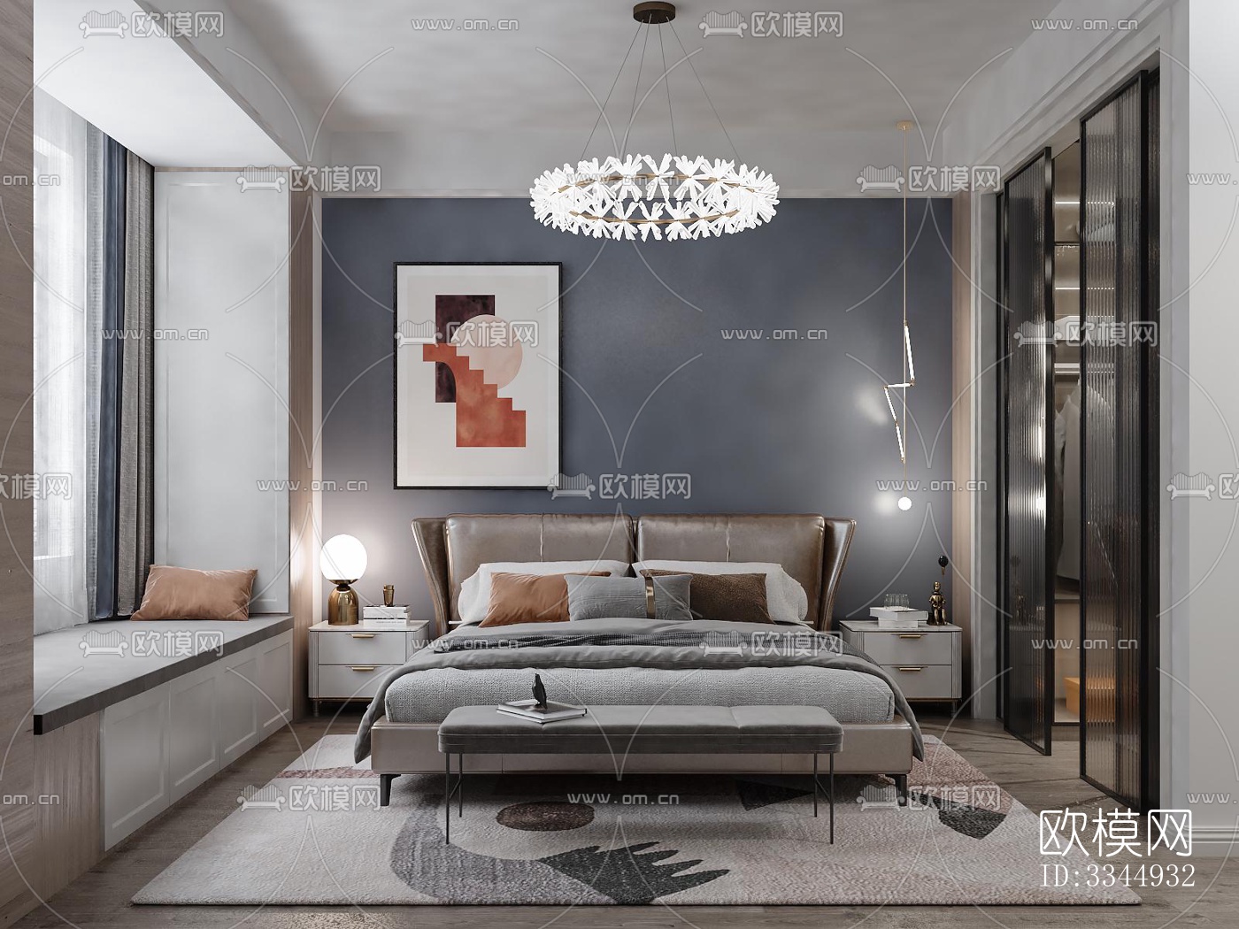 现代卧室效果图下载（渲染图4）