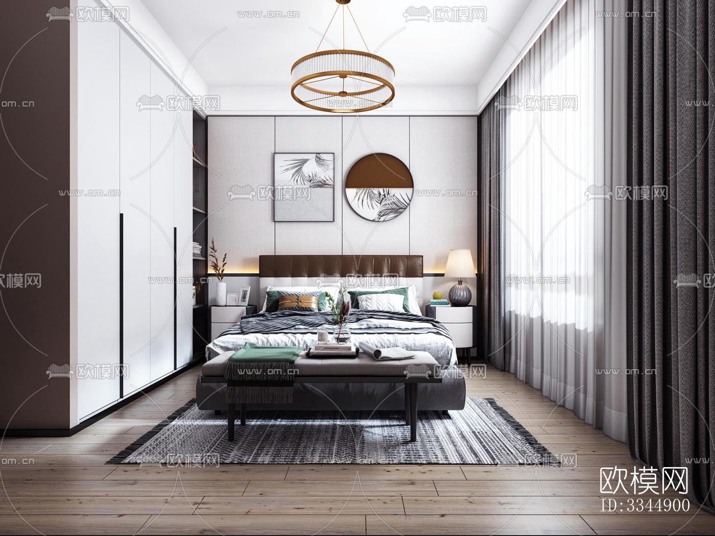 现代卧室效果图下载（渲染图11）