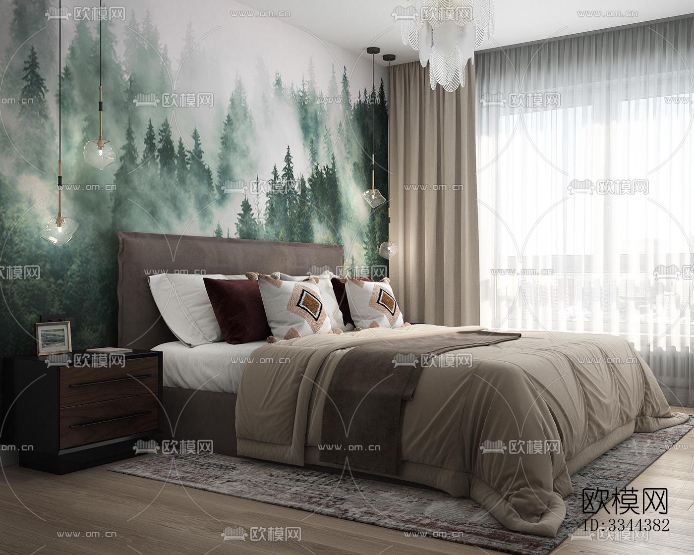 现代卧室效果图下载（渲染图2）