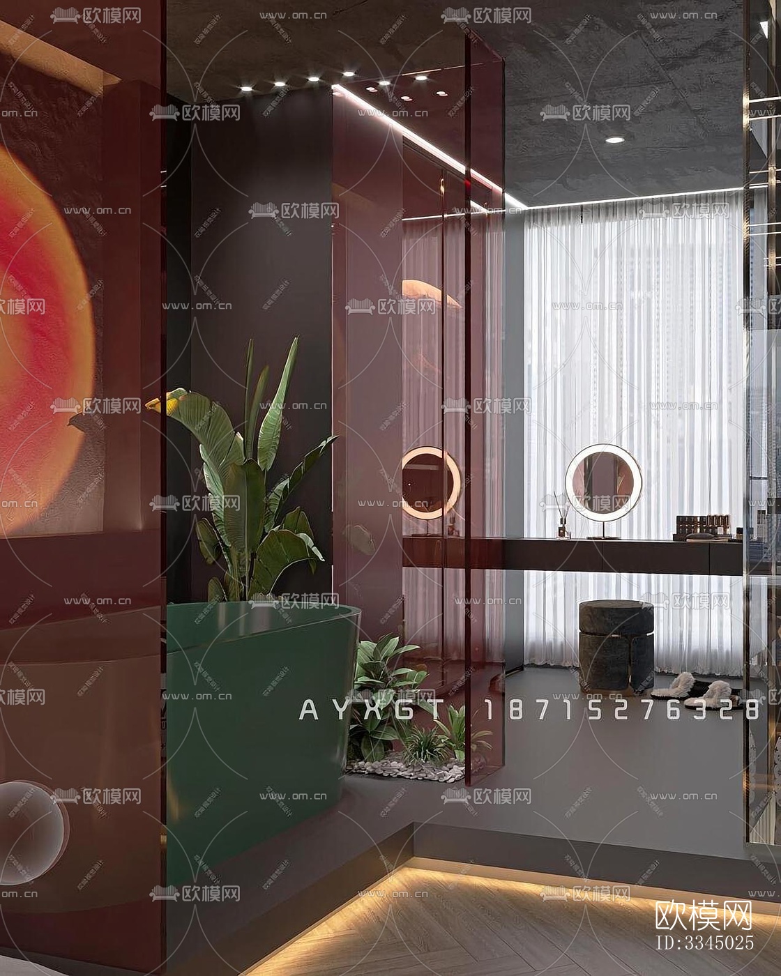 现代卫生间效果图下载（渲染图1）