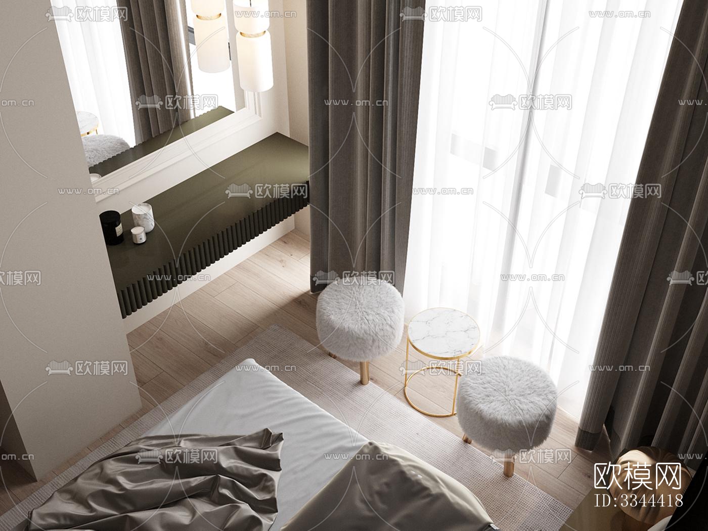 现代卧室效果图下载（渲染图6）