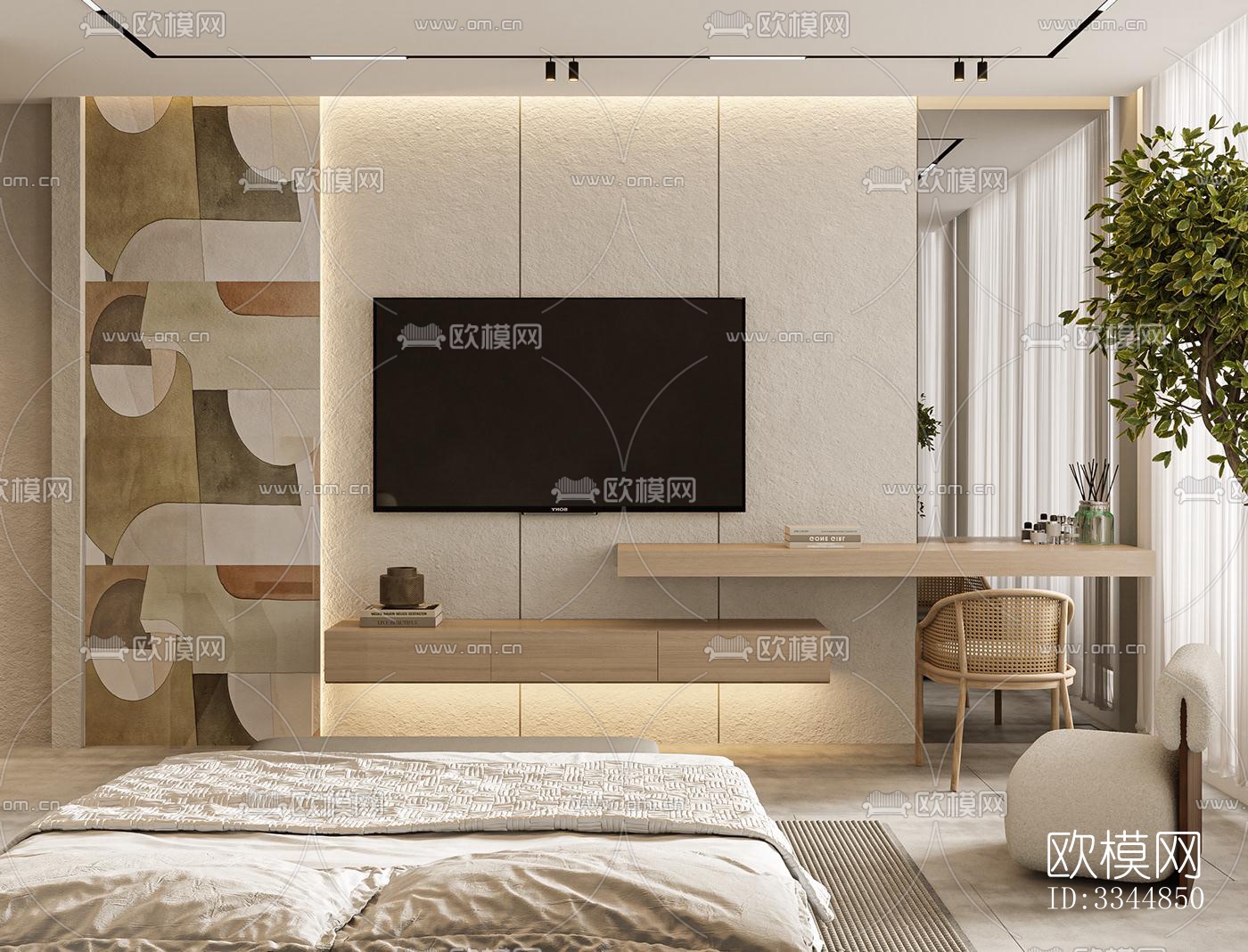 现代卧室效果图下载（渲染图4）