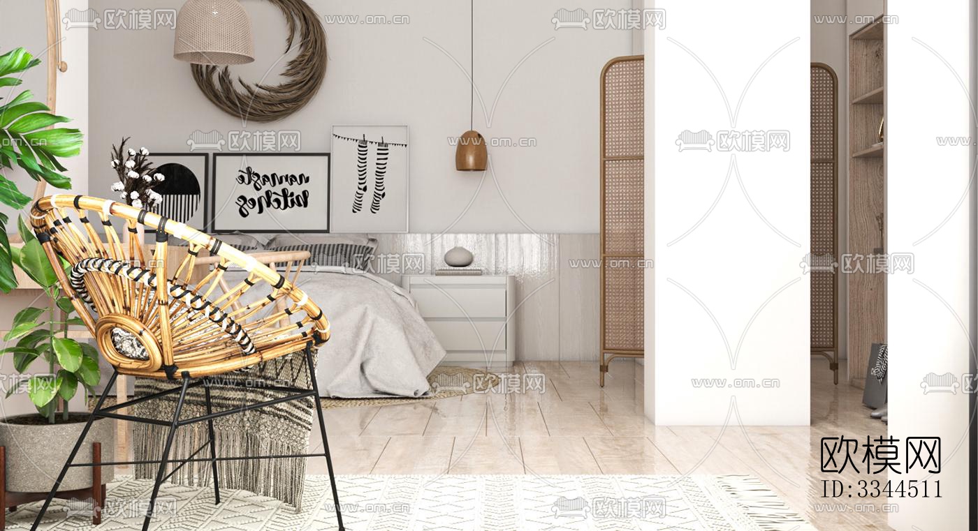 现代卧室效果图下载（渲染图8）