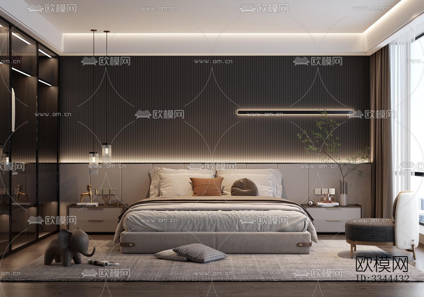 现代卧室效果图下载（渲染图10）