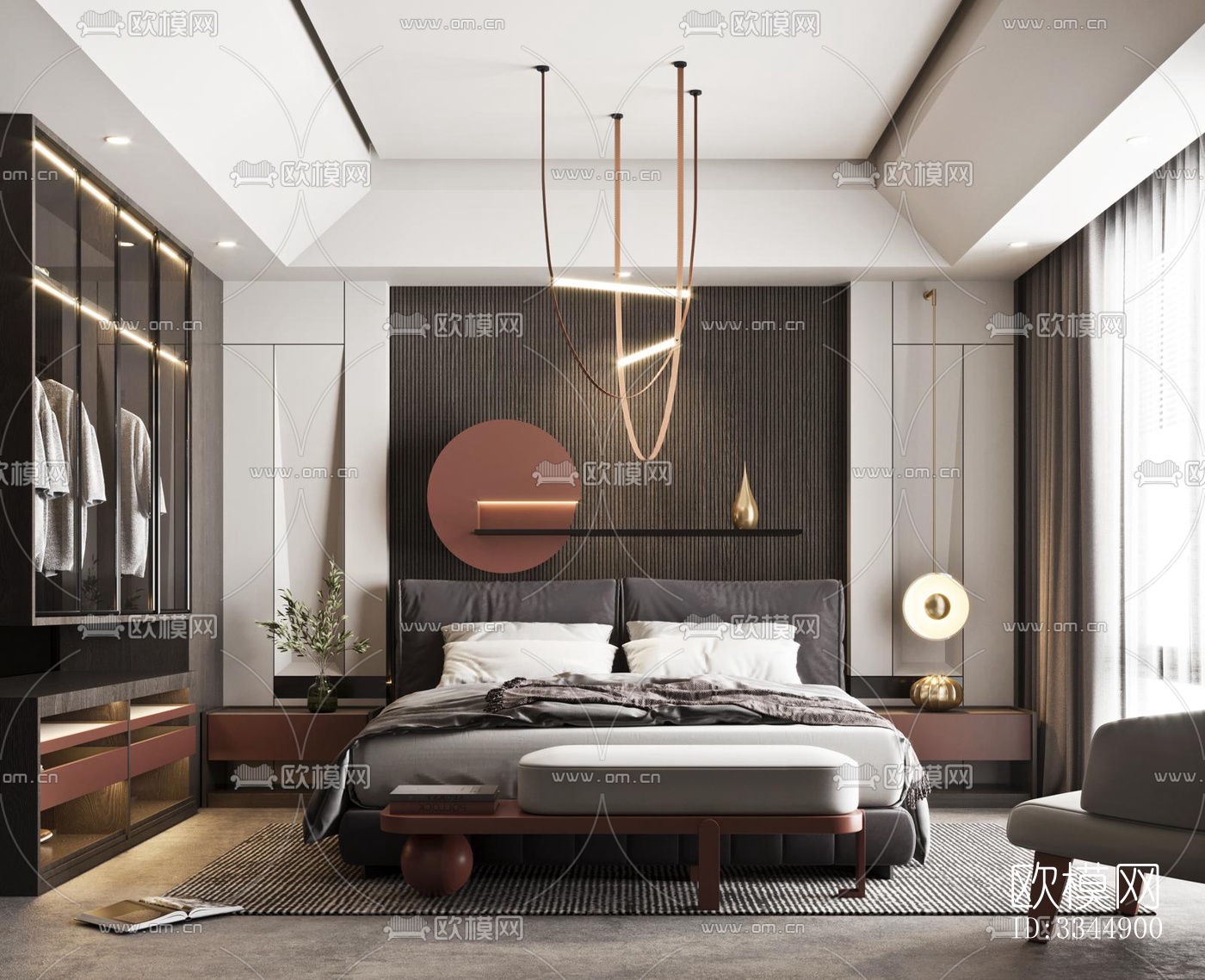 现代卧室效果图下载（渲染图14）