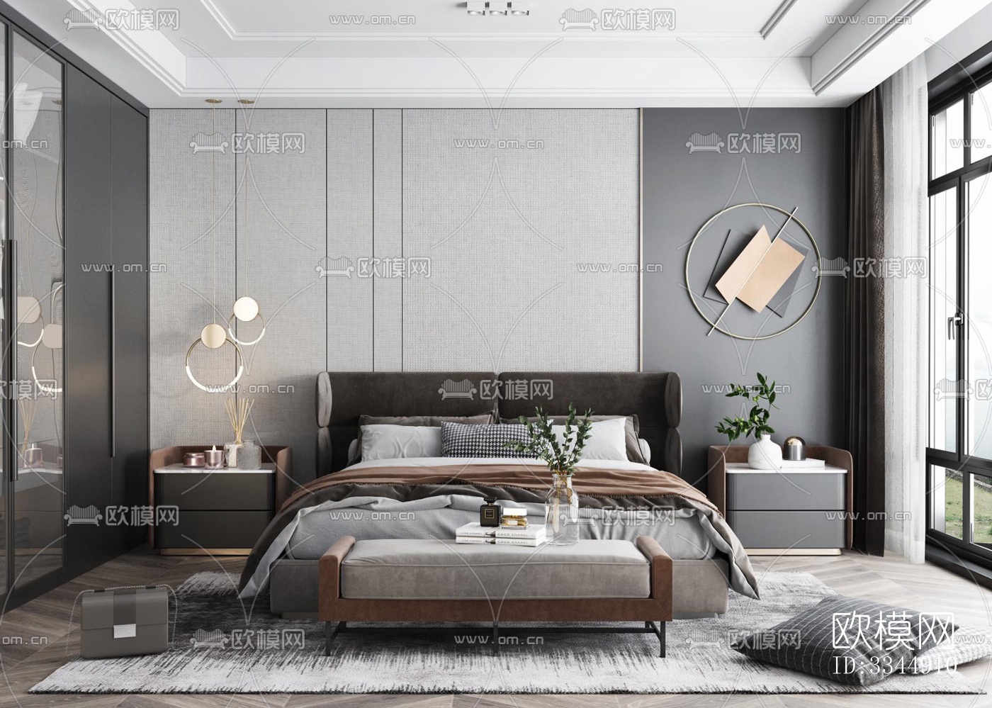 现代卧室效果图下载（渲染图2）