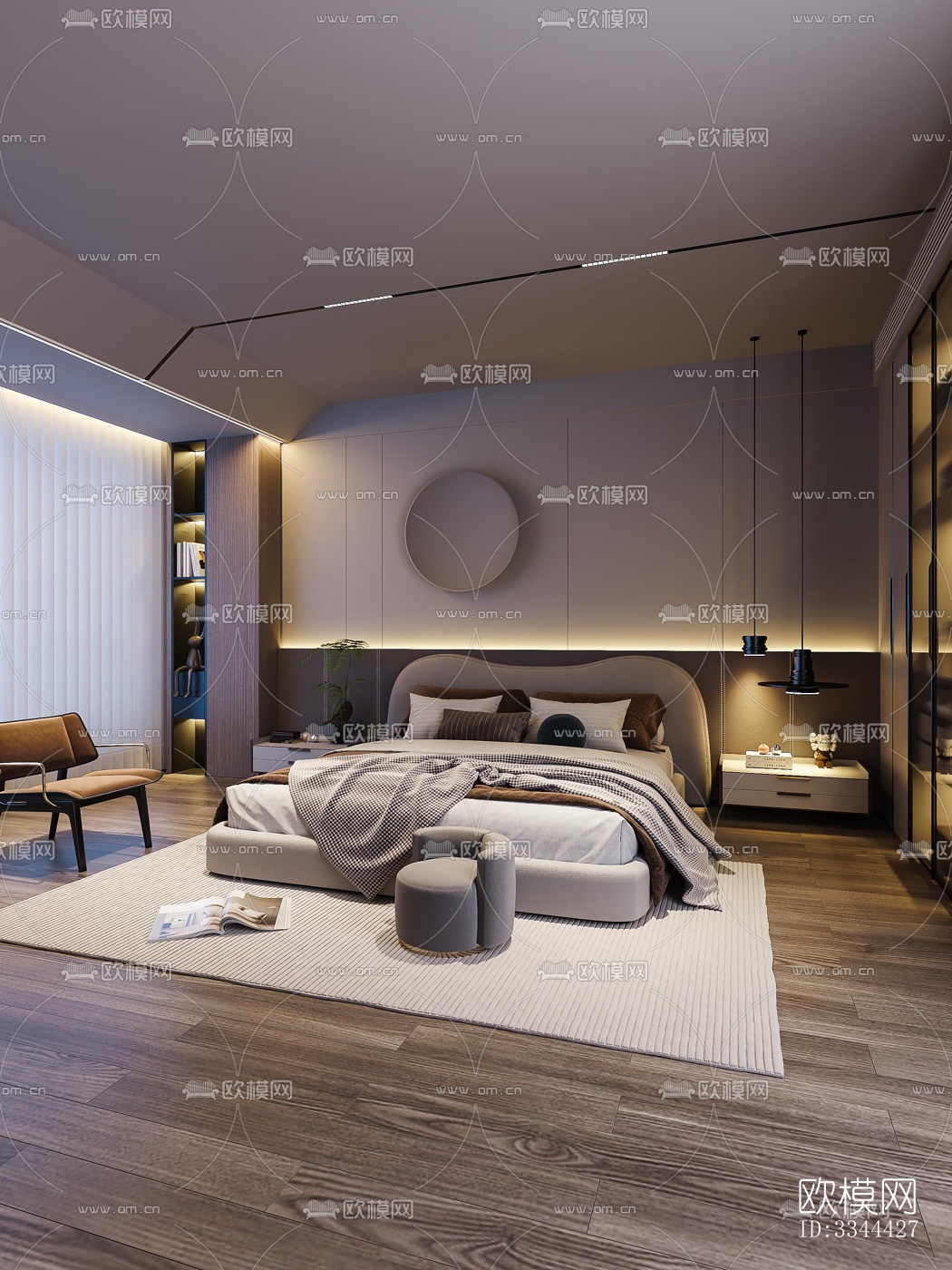 现代卧室效果图下载（渲染图4）