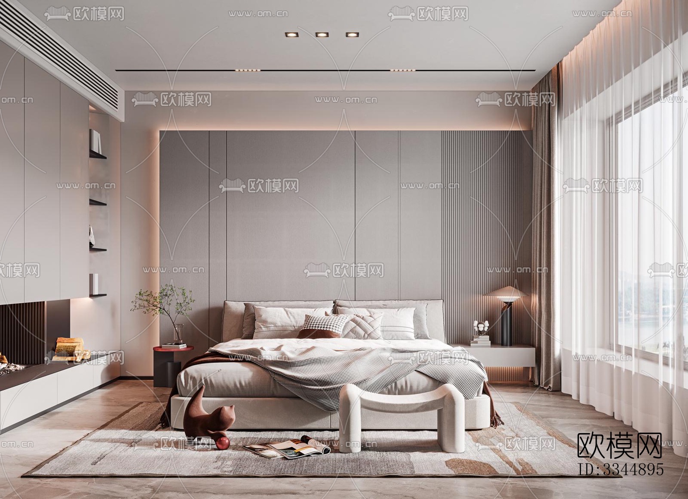 现代卧室效果图下载（渲染图8）