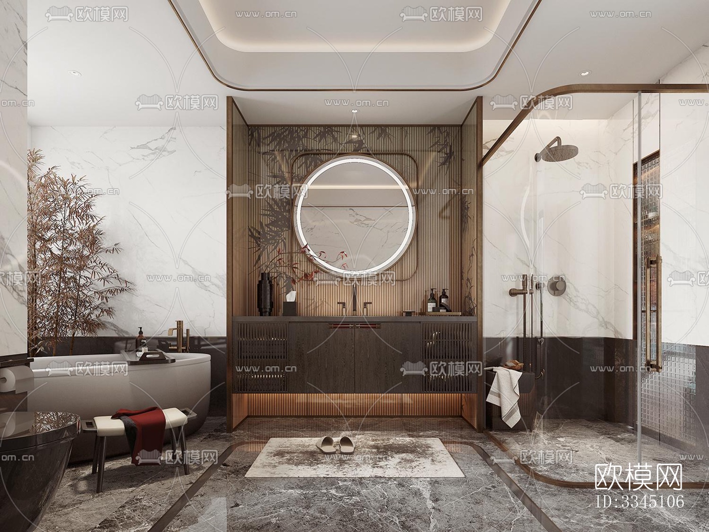 现代卫生间效果图下载（渲染图2）
