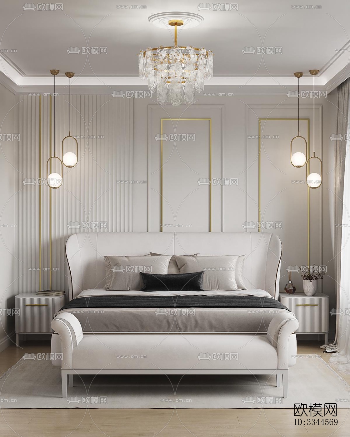 现代卧室效果图下载（渲染图5）