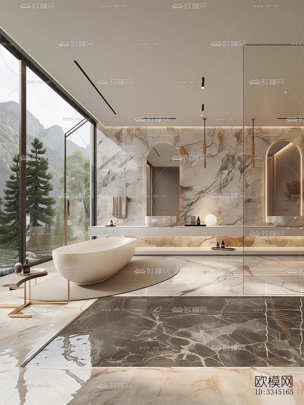 现代卫生间效果图下载（渲染图1）