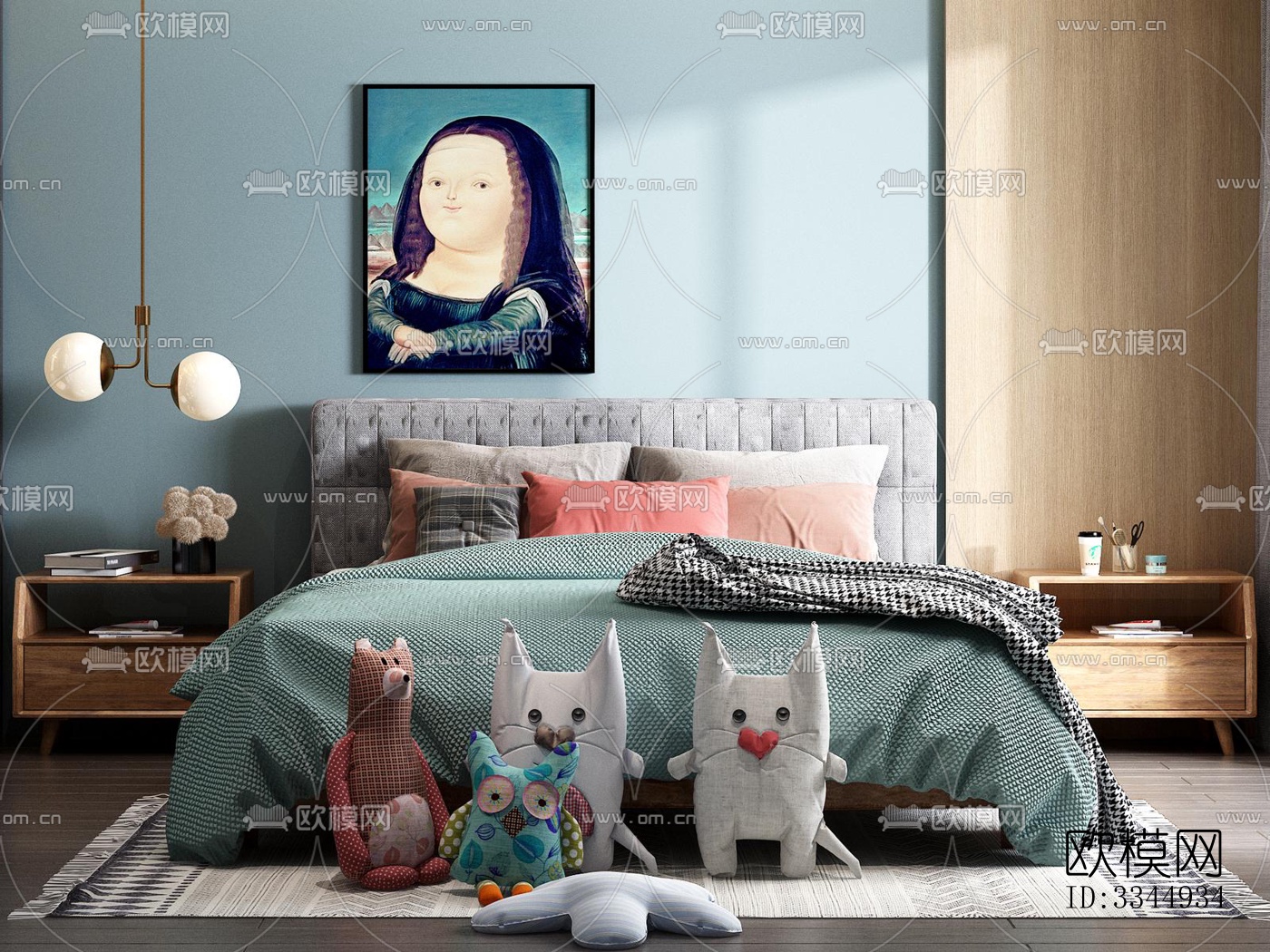 现代卧室效果图下载（渲染图4）