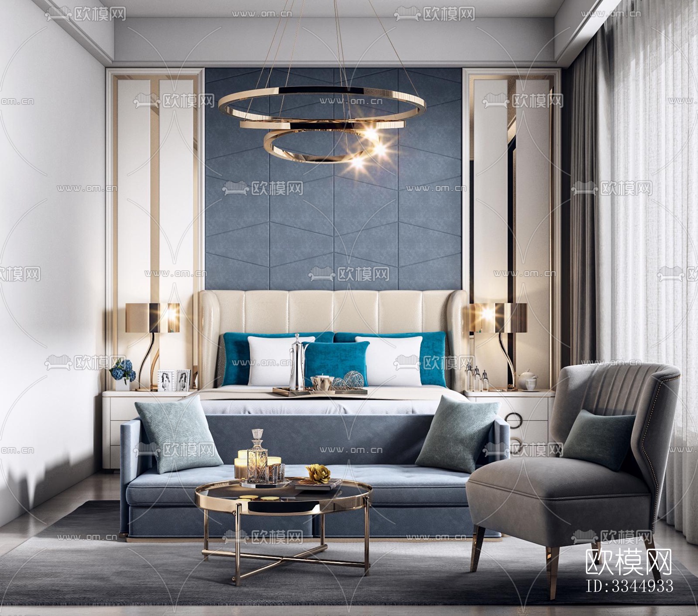 现代卧室效果图下载（渲染图7）