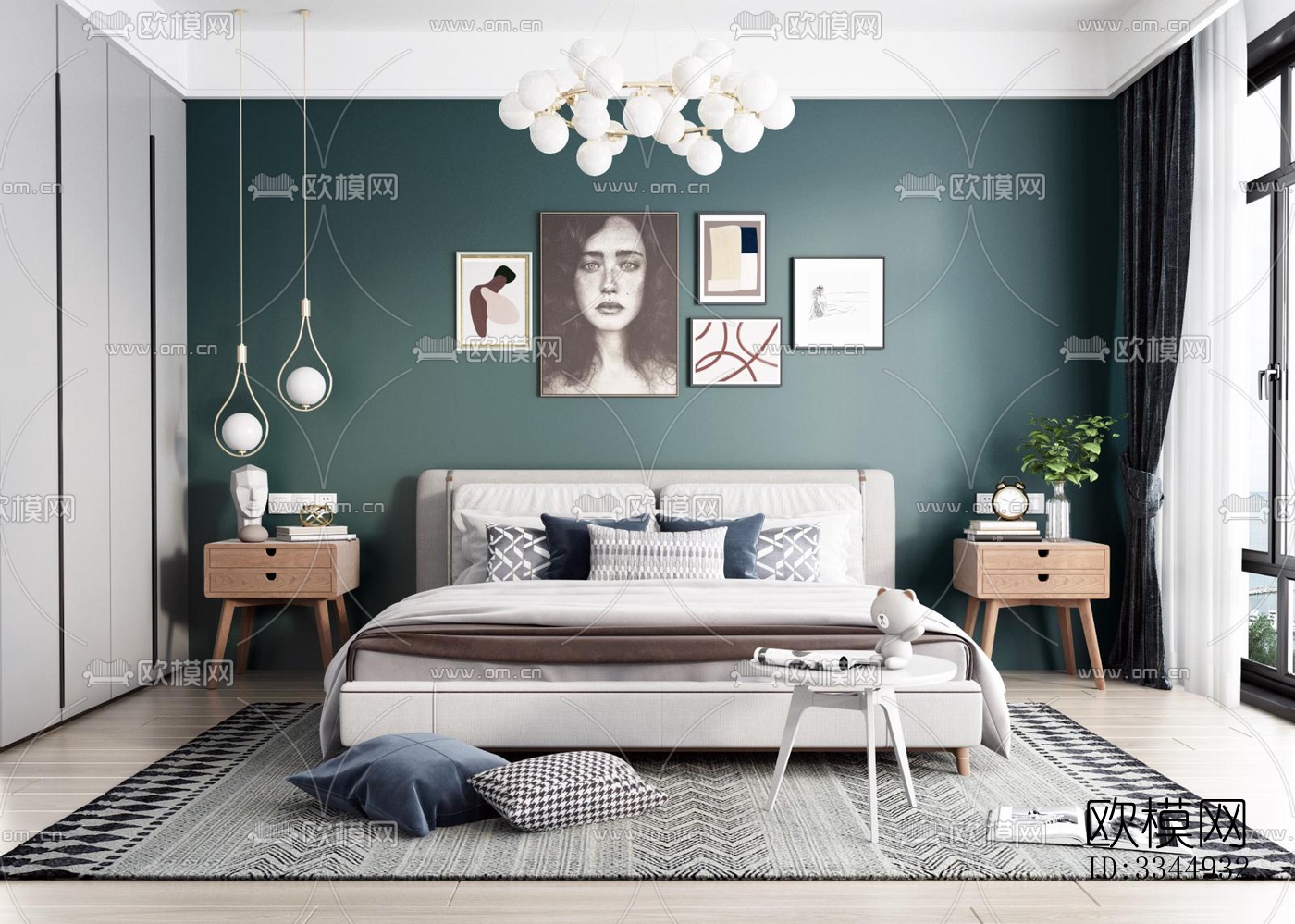 现代卧室效果图下载（渲染图2）