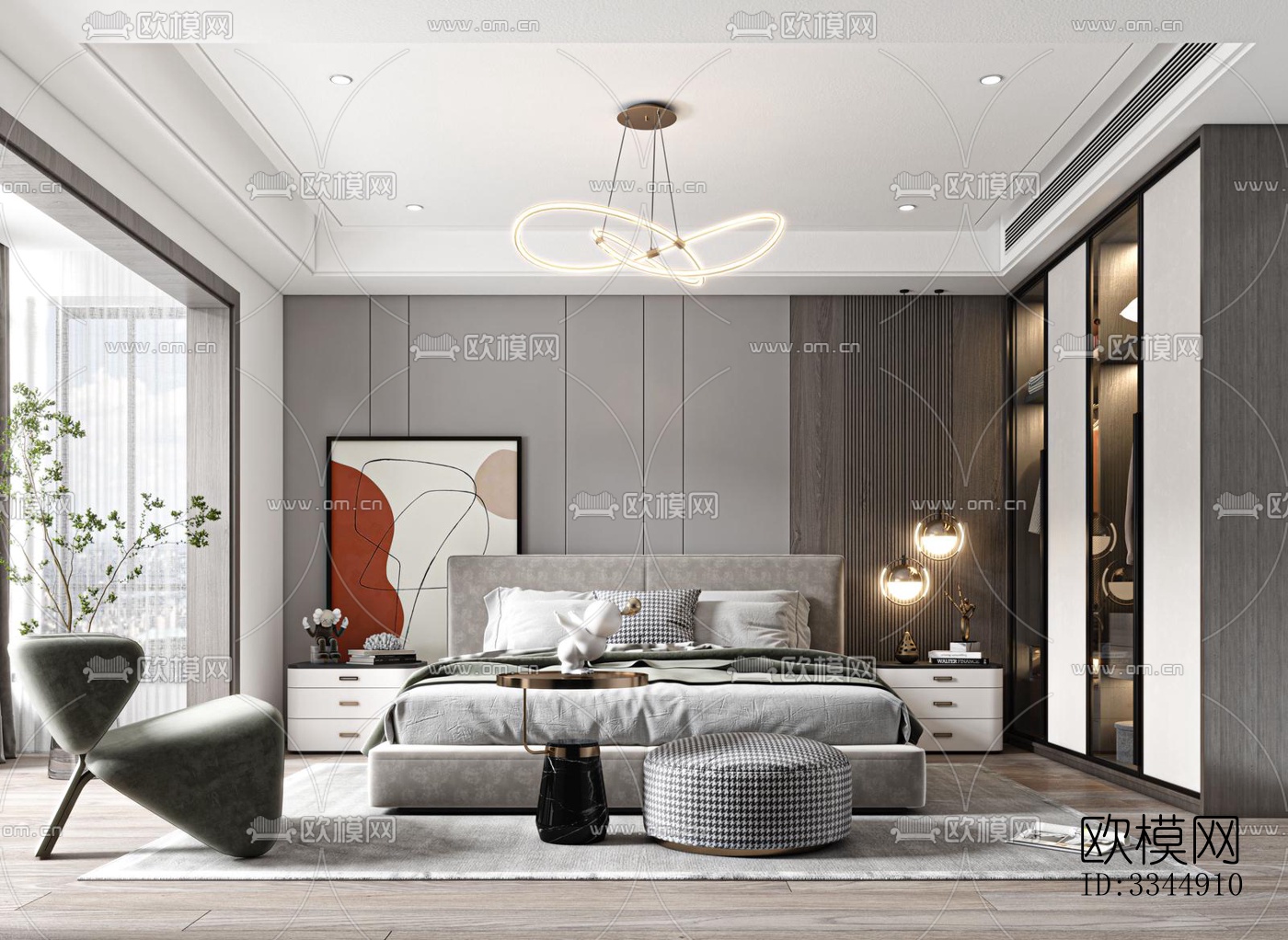 现代卧室效果图下载（渲染图5）