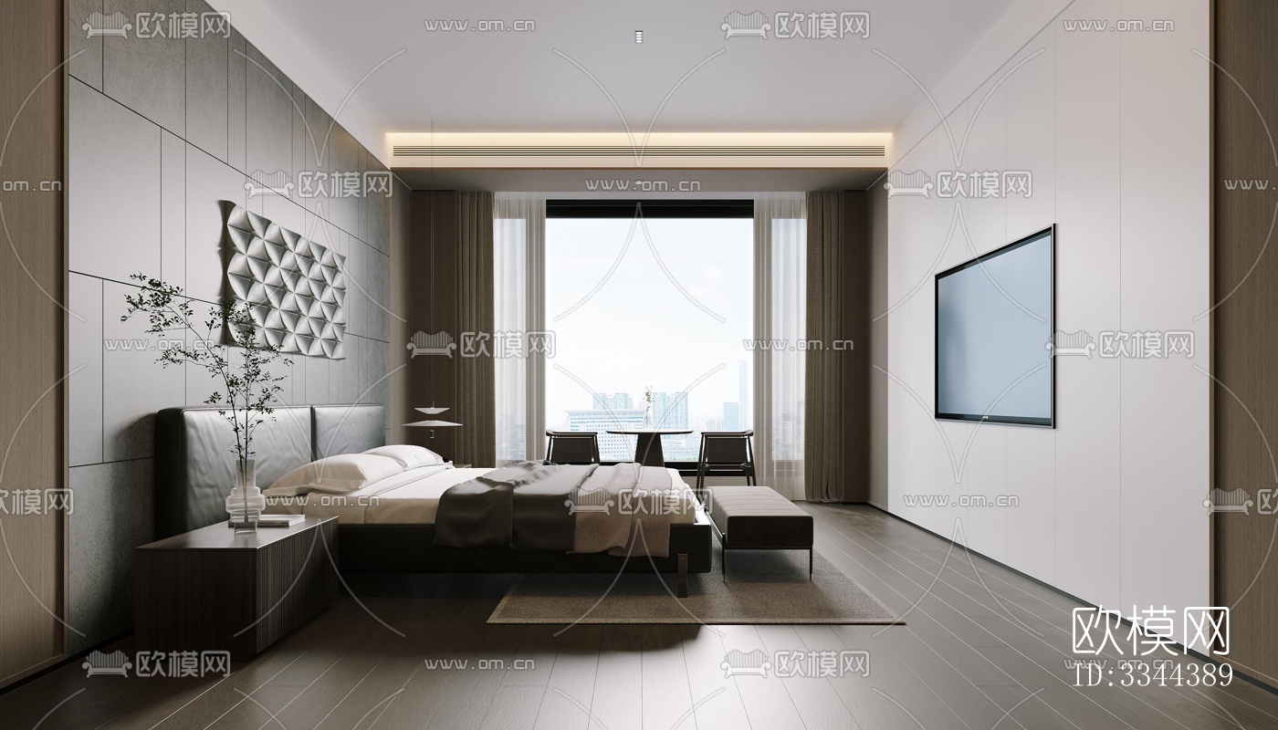 现代卧室效果图下载（渲染图2）