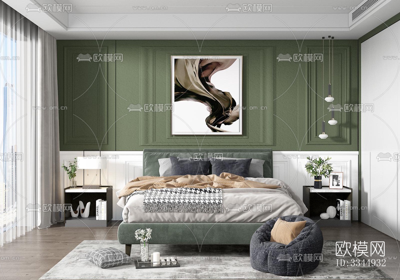 现代卧室效果图下载（渲染图5）