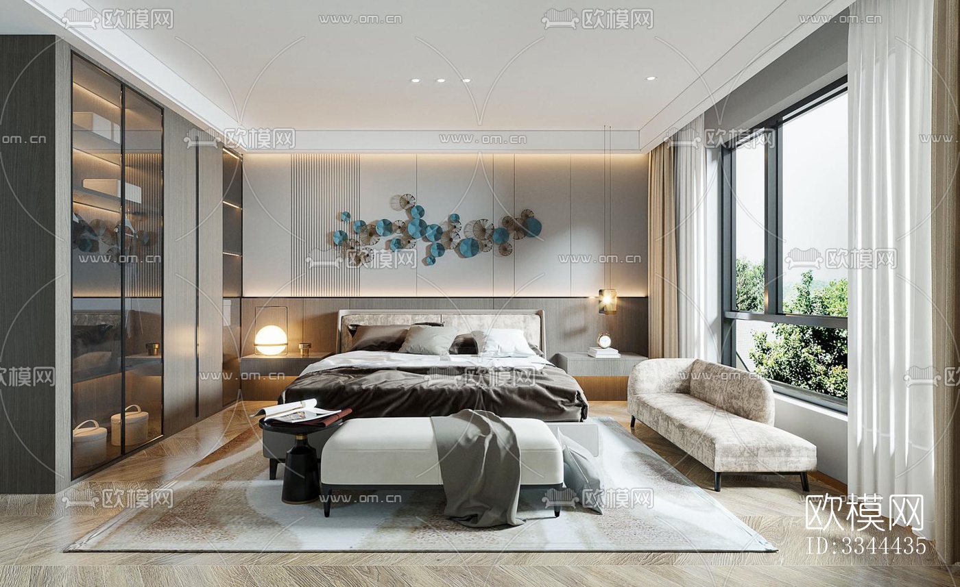 现代卧室效果图下载（渲染图11）
