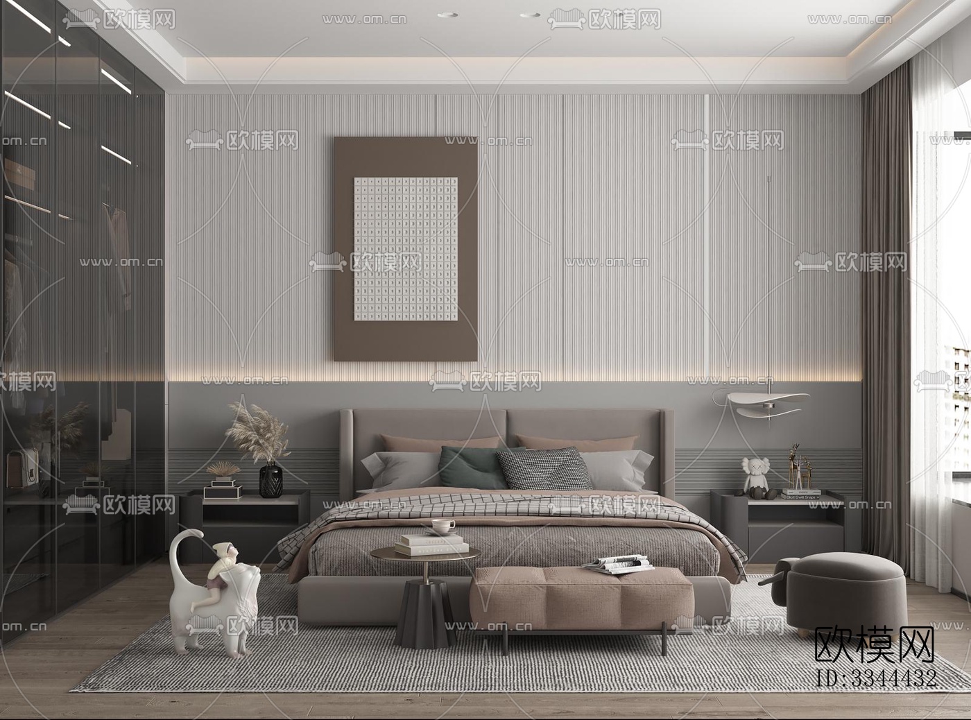 现代卧室效果图下载（渲染图12）