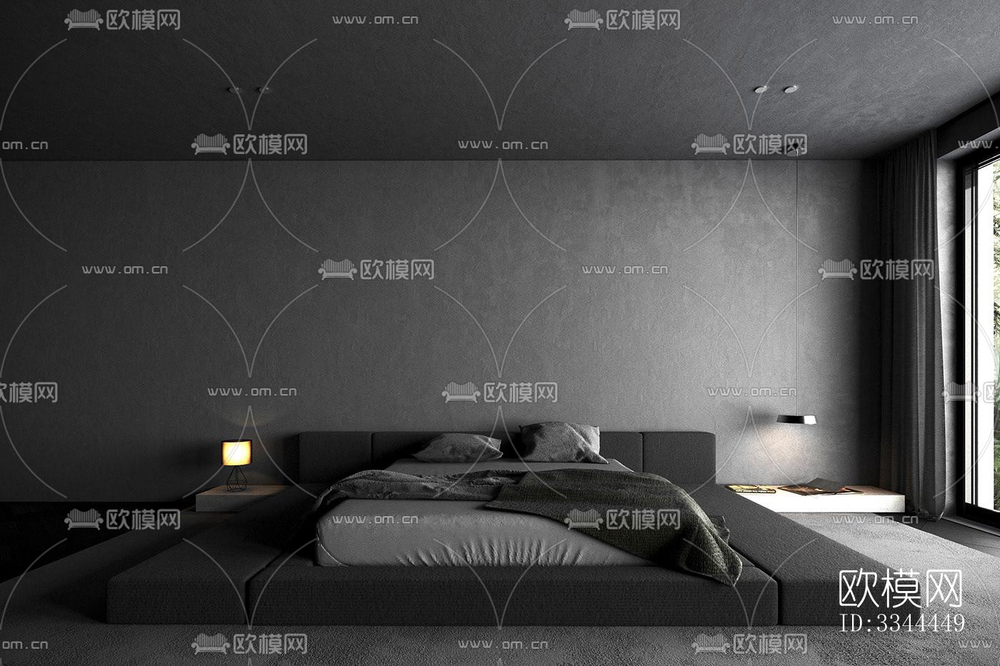 现代卧室效果图下载（渲染图1）