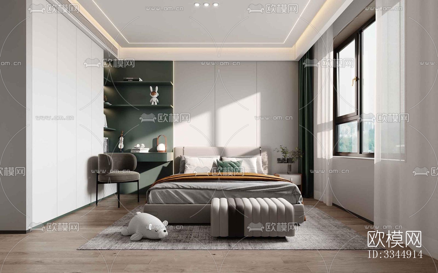 现代卧室效果图下载（渲染图5）