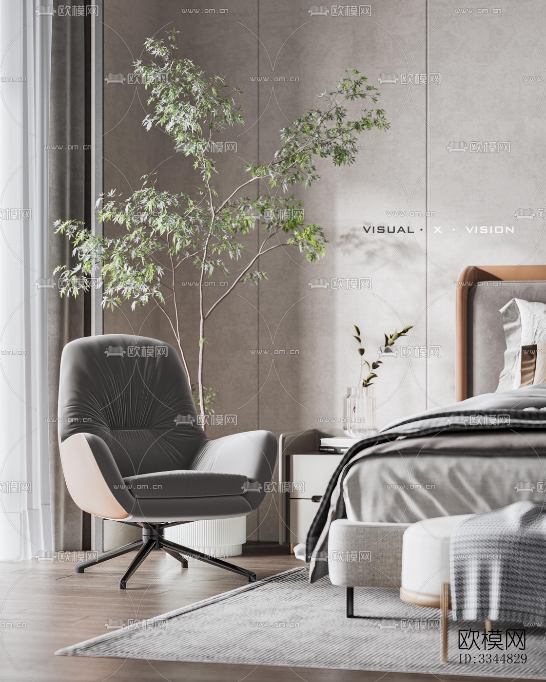 现代卧室效果图下载（渲染图13）