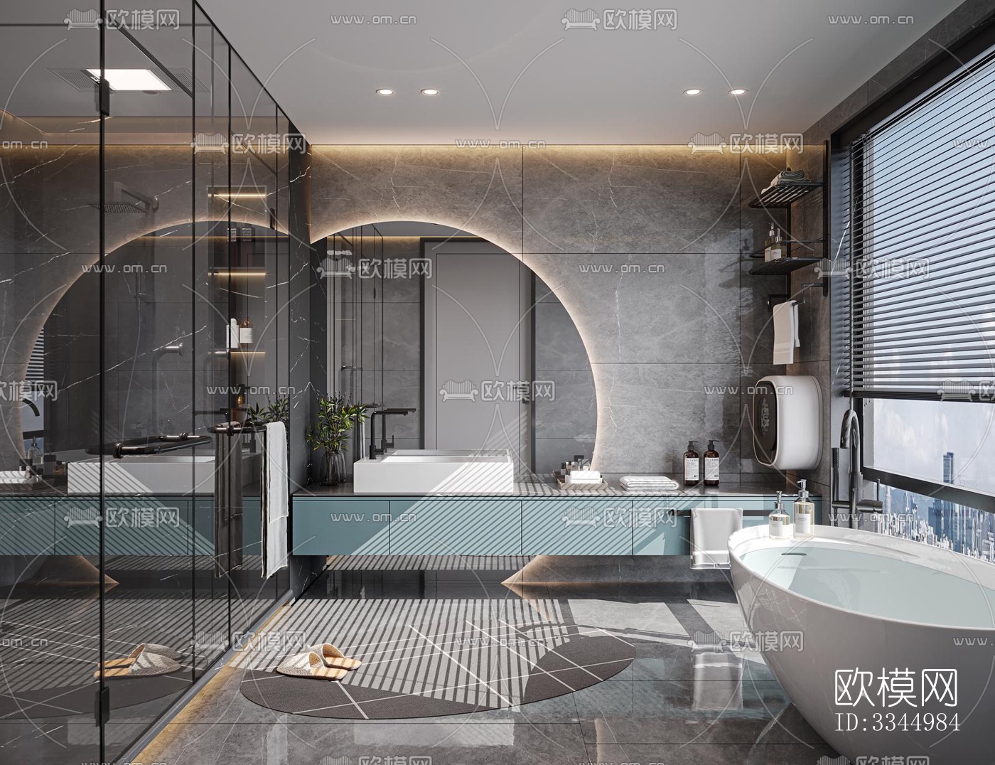 现代卫生间效果图下载（渲染图3）
