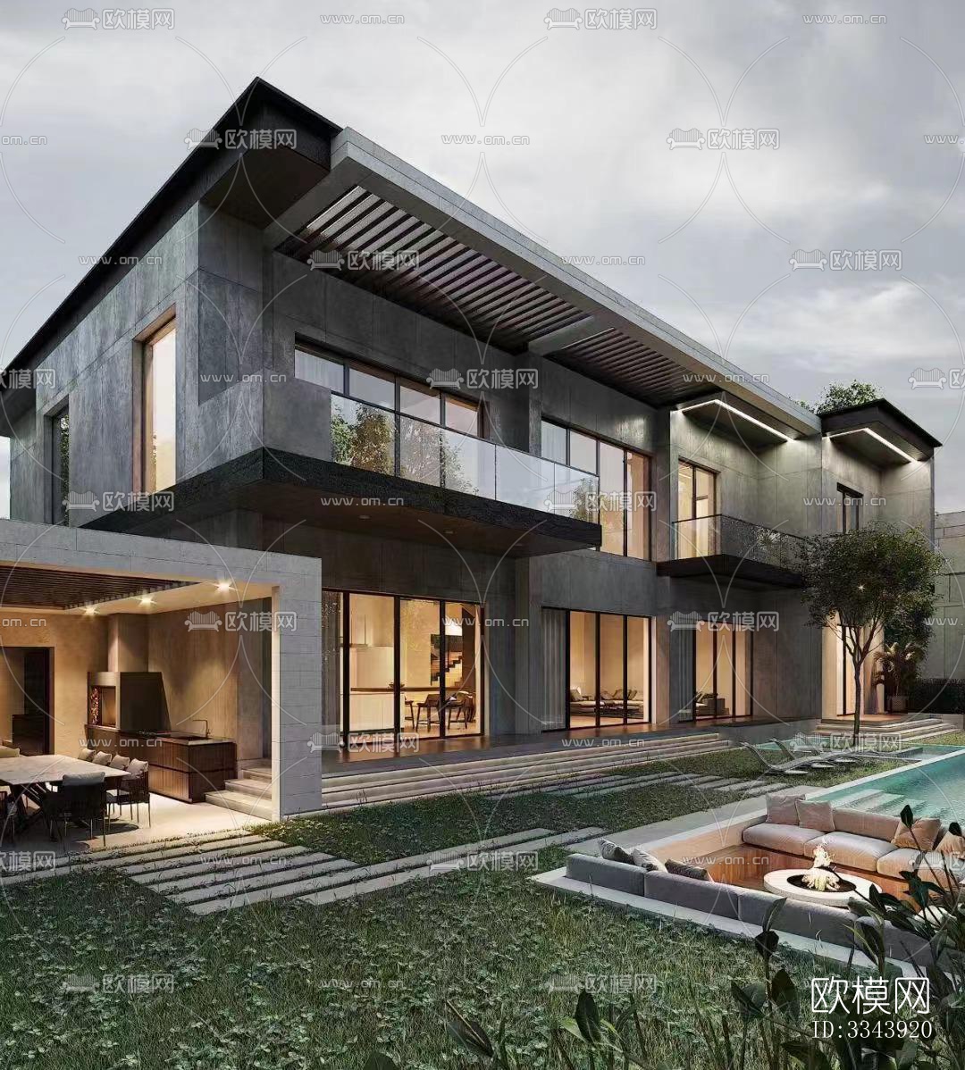 现代别墅效果图下载（渲染图4）