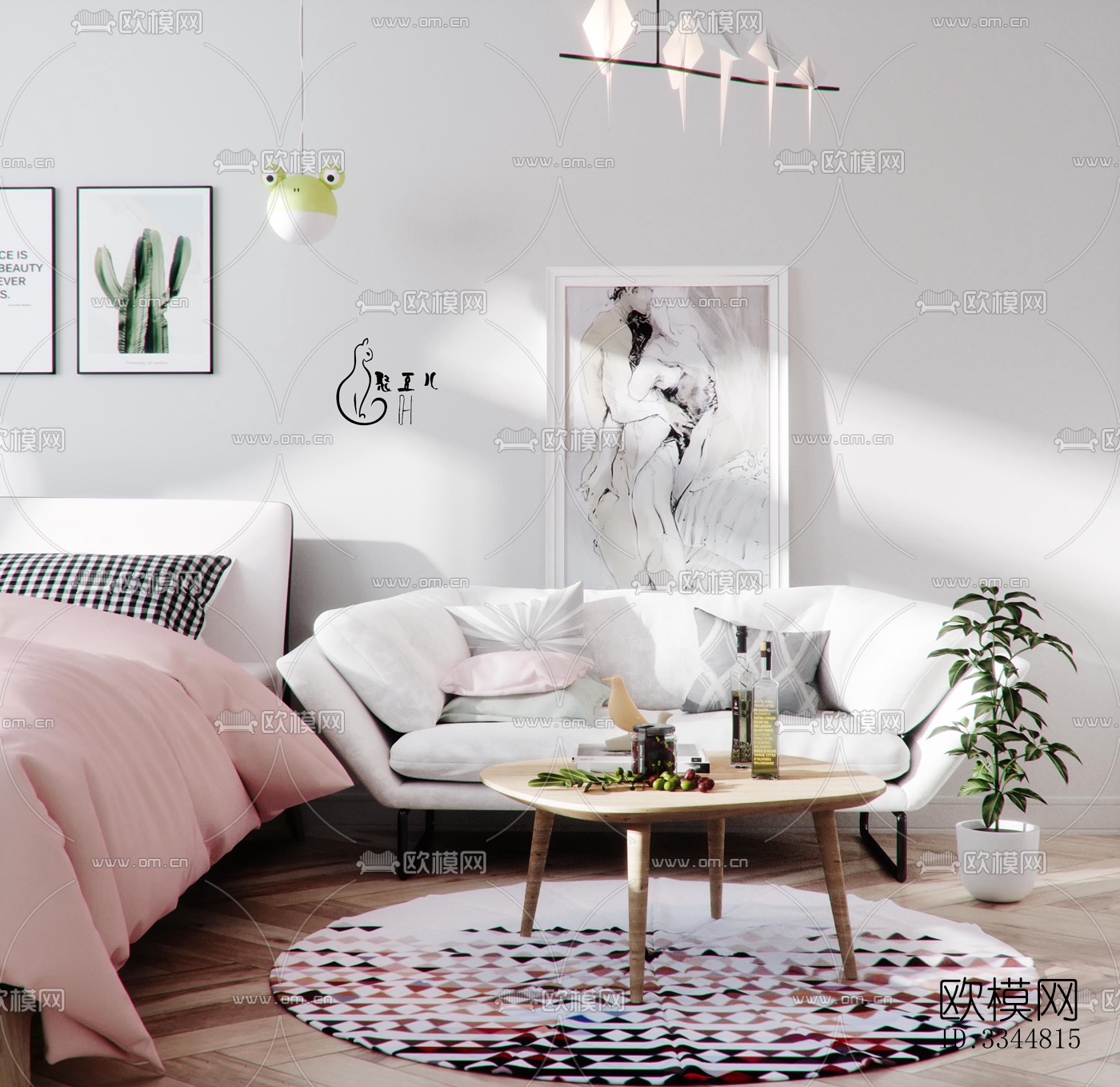 现代卧室效果图下载（渲染图3）