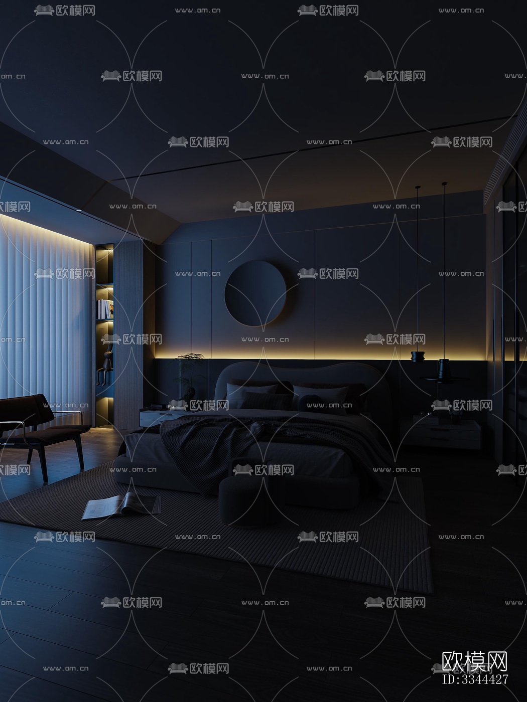 现代卧室效果图下载（渲染图8）