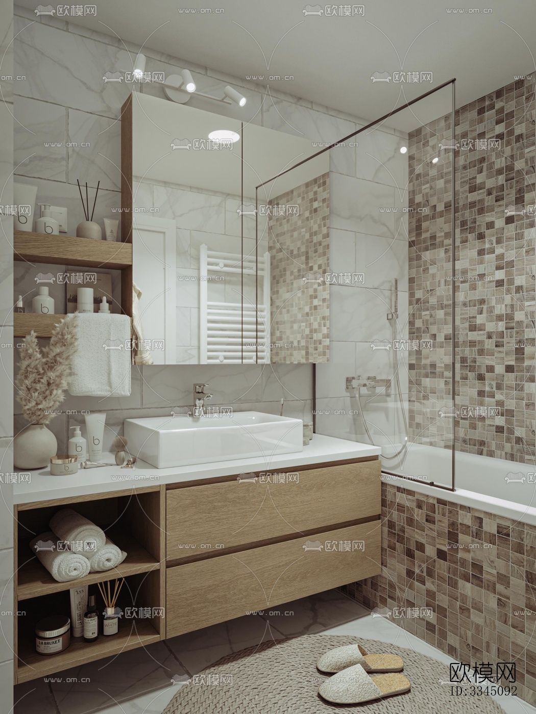 现代卫生间效果图下载（渲染图1）