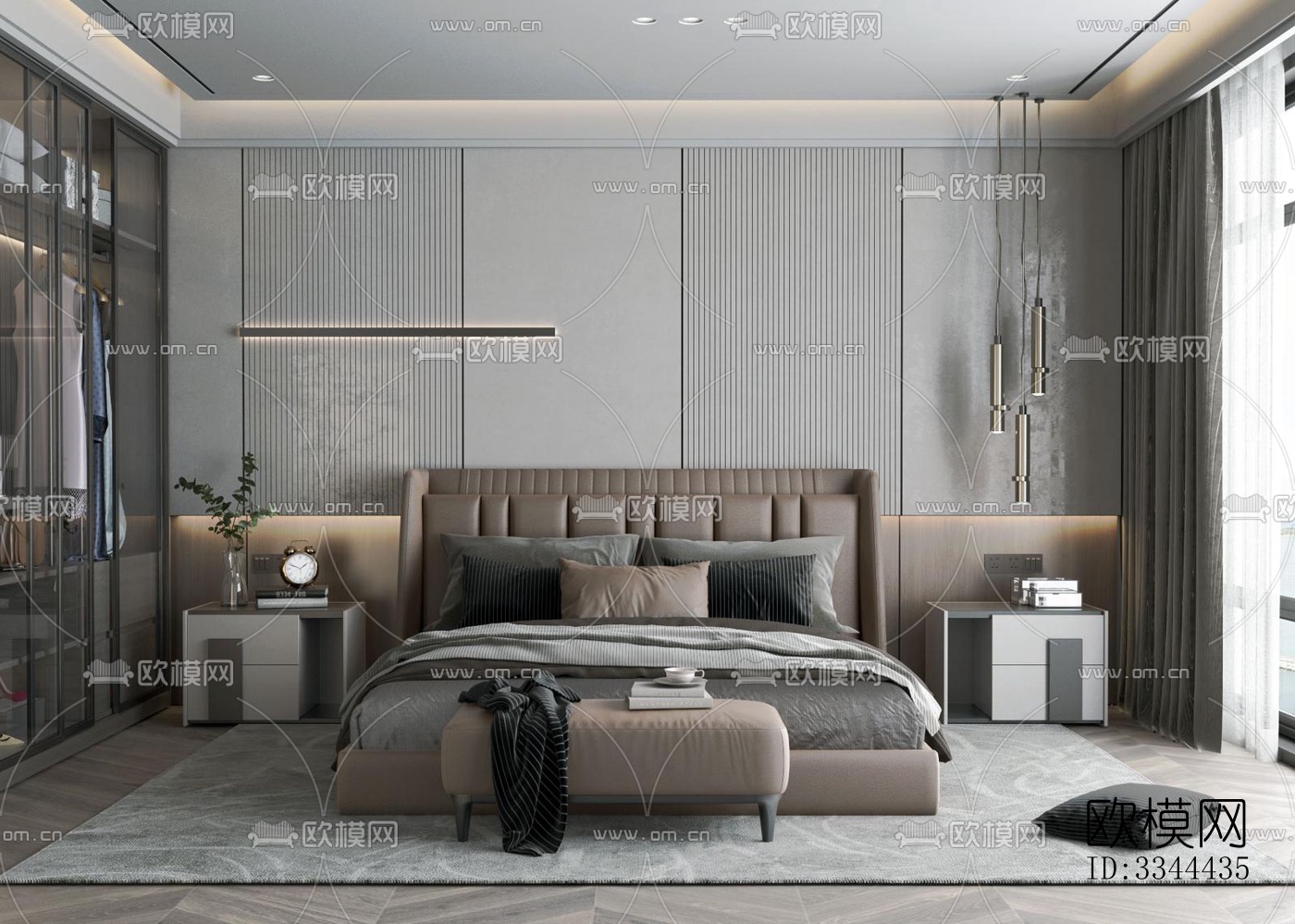 现代卧室效果图下载（渲染图9）
