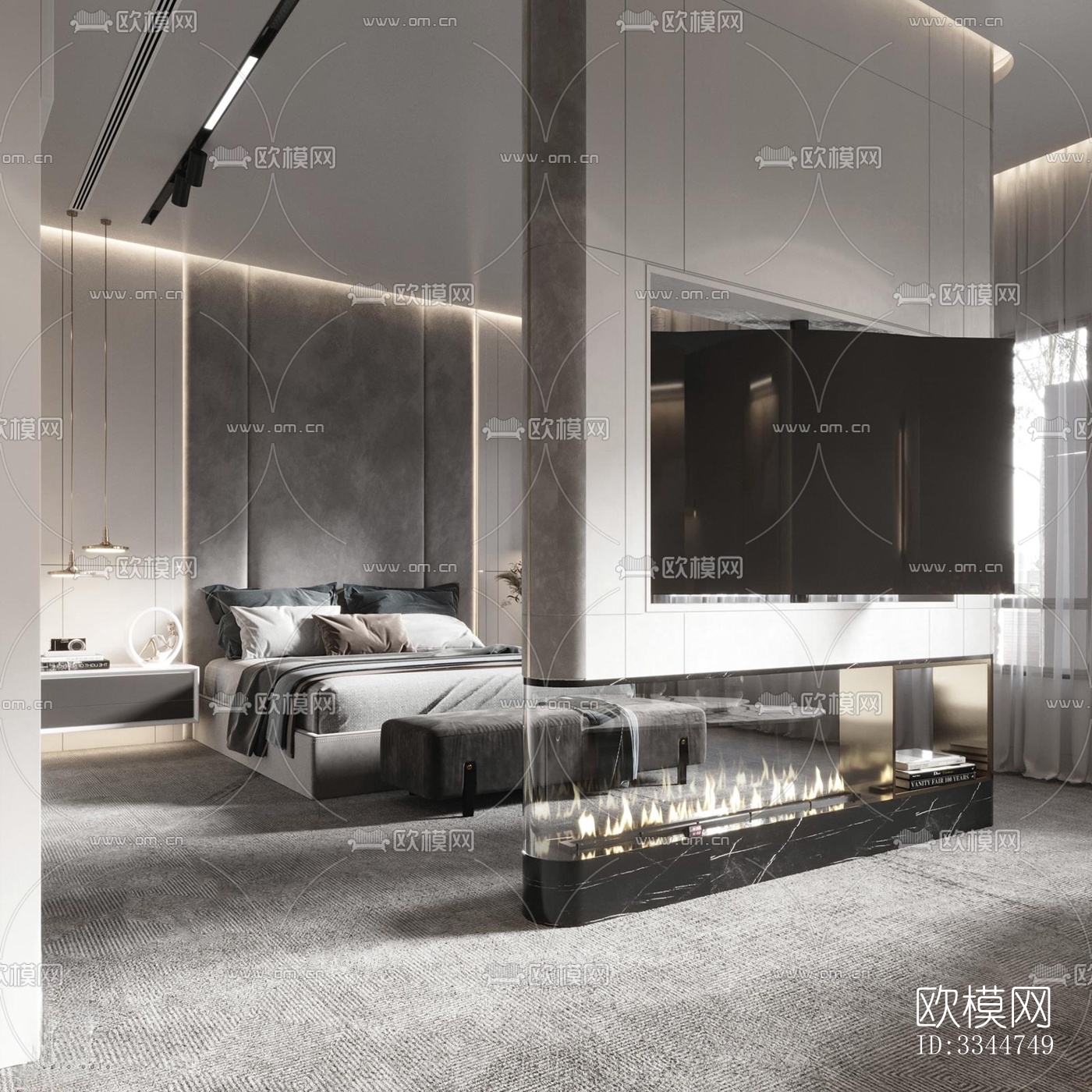 现代卧室效果图下载（渲染图5）