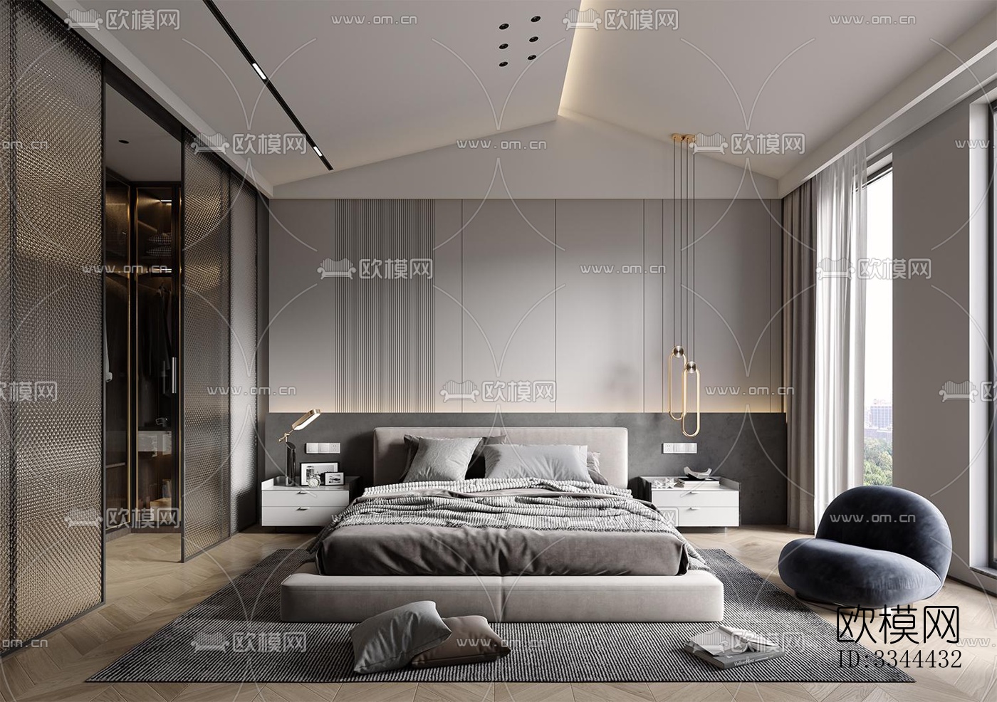 现代卧室效果图下载（渲染图5）
