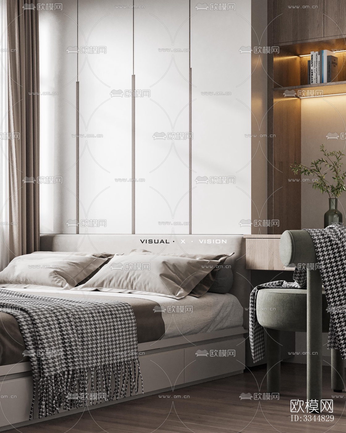 现代卧室效果图下载（渲染图7）