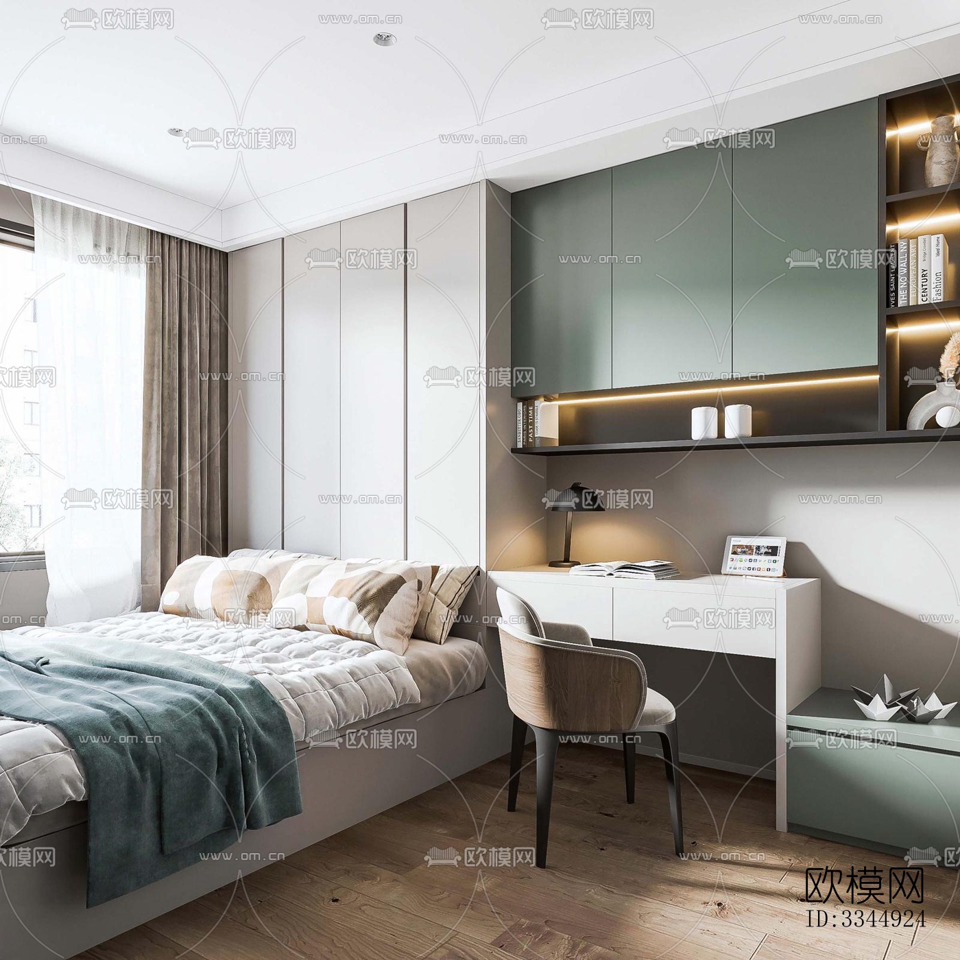 现代卧室效果图下载（渲染图2）