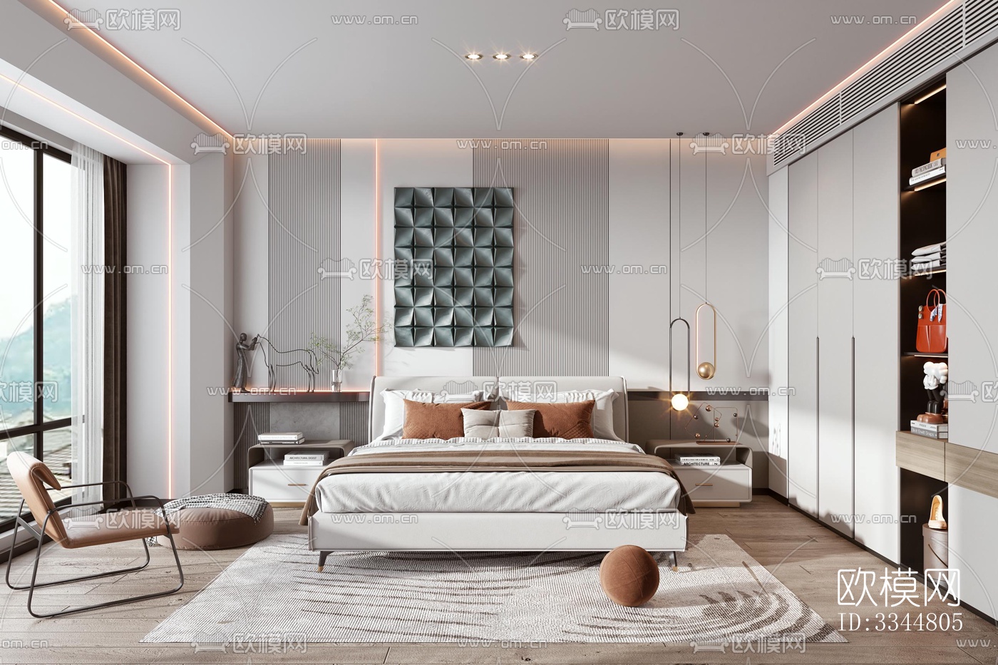 现代卧室效果图下载（渲染图5）