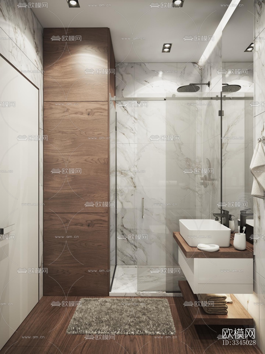 现代卫生间效果图下载（渲染图1）